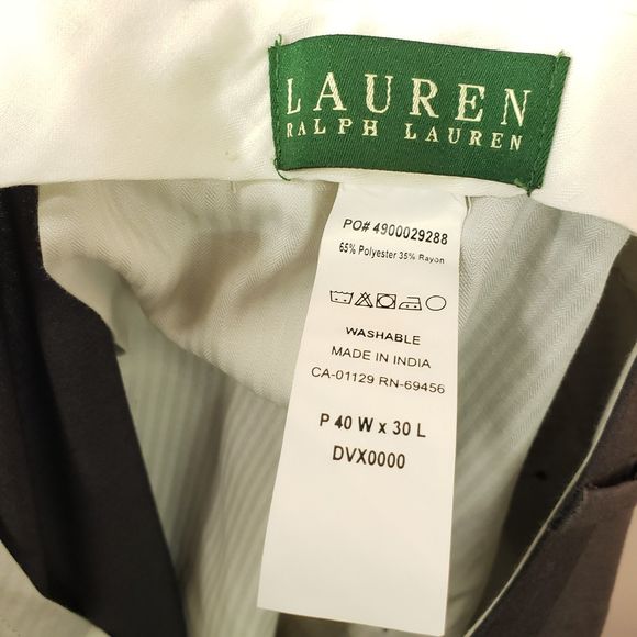 Lauren Ralph Lauren Dark Gray Cuffed, Pleated Mens Dress Slacks Size 40 W x 30 L - Picture 3 of 12